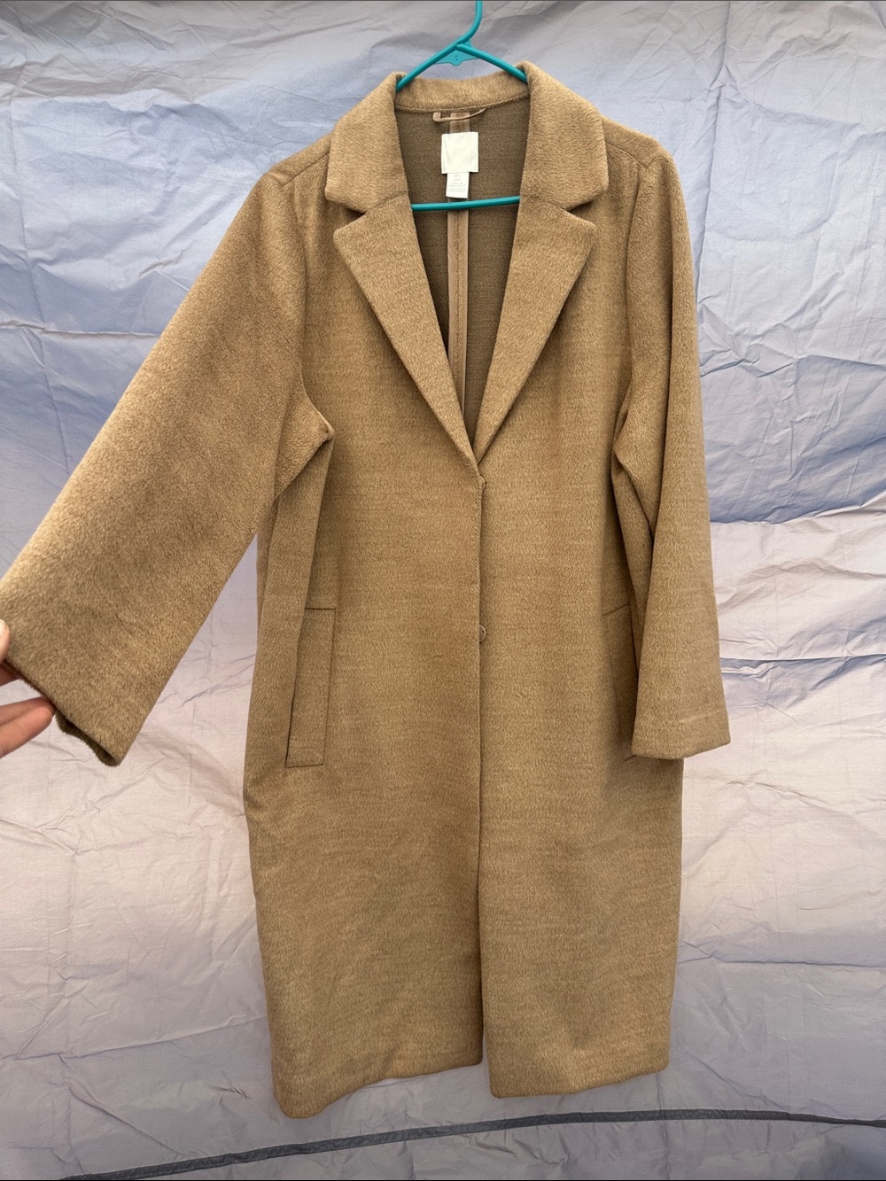 H&M Camel Single-Breasted Long Trench Coat
